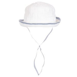 GREVI Baby Sun Hat in White/Blue: Size 42 = 0-6 Months